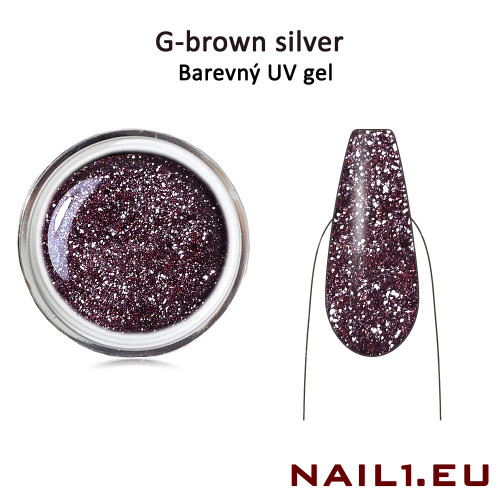 Brown Silver - Glitrový UV / LED / CCFL gel 5ml