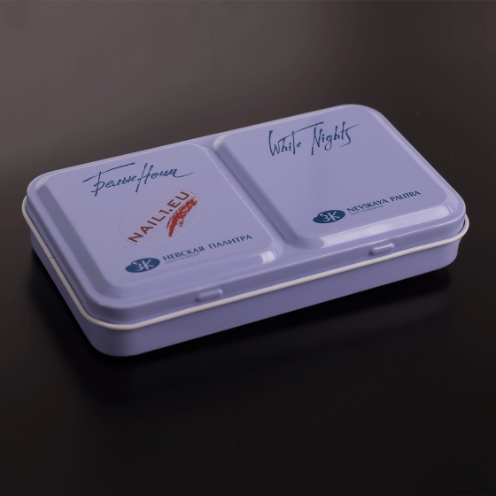 Box na akvarelové barvy White Nights světlé fiálový, kovový na 12ks.