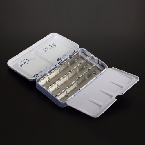 Box na akvarelové barvy White Nights světlé fiálový, kovový na 12ks.