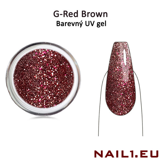 G-Red Brown - Glitrový UV / LED / CCFL gel 5ml