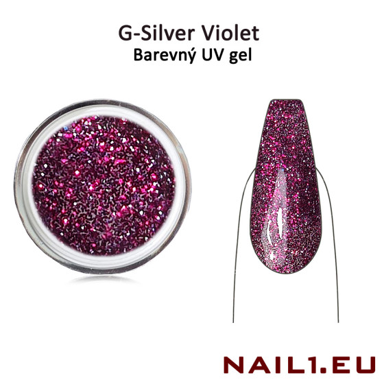 G-Silver Violet - Glitrový UV / LED / CCFL gel 5ml