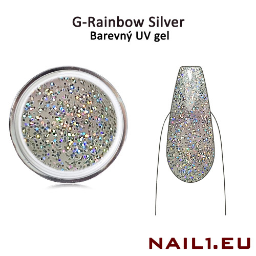 Rainbow Silver - Glitrový UV / LED / CCFL gel 5ml