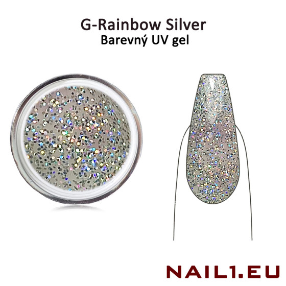 Rainbow Silver - Glitrový UV / LED / CCFL gel 5ml