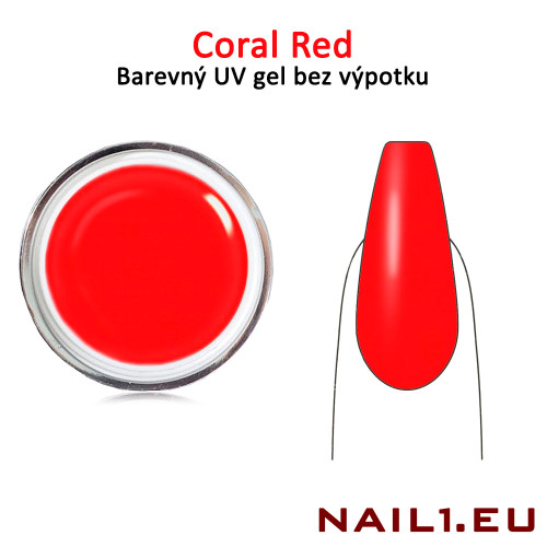 Barevný UV gel bez výpotku - Coral Red, 5ml