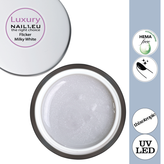 Luxury UV/LED Gel Flicker Milky White - Hema Free Gel želé (jelly)