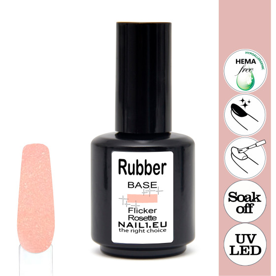 Rubber Base Flicker Rosette Gel Lak se stříbrným shimmerem - 15ml